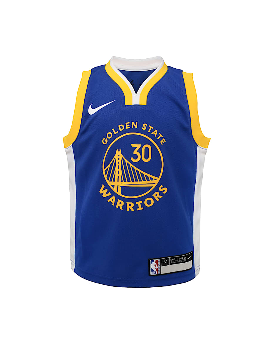 Stephen Curry Golden State Warriors 2022 2023 Icon Younger Kids Boys Nike NBA Jersey and Shorts Box Set. Nike UK